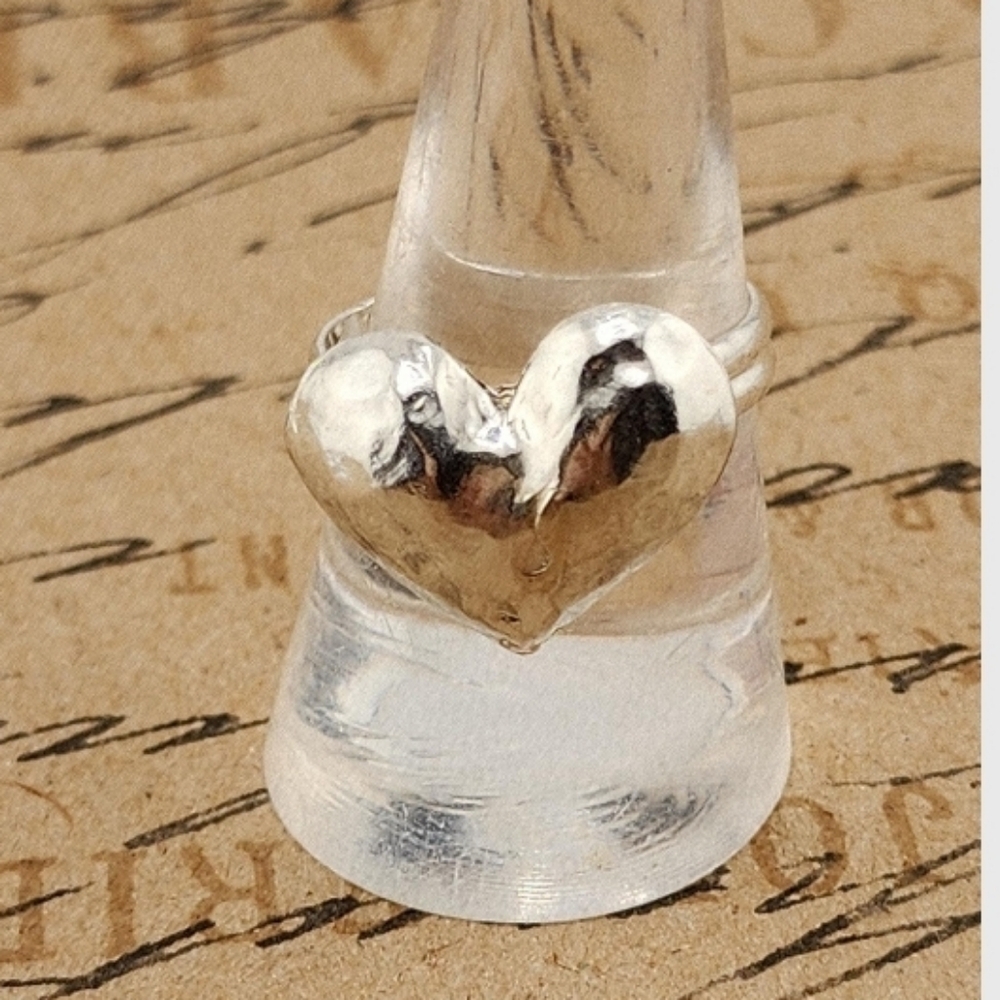 HEART HOLLOW RING HANDMADE IN STERLING SILVER METAL SIZE 9.5 - Picture 5 of 6